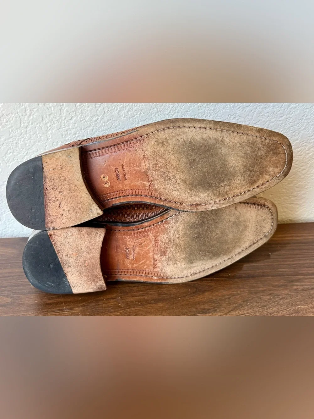 Mezlan Brown Woven Leather Cap-Toe Derby Shoes Wide